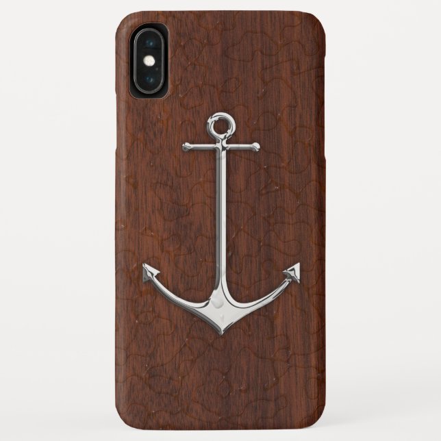 Wet Nautical Mahogany Anchor Steel Case-Mate iPhone Case (Back)