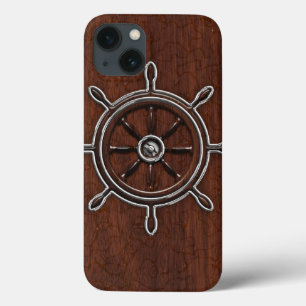 Wet Nautical Mahogany Anchor Steel iPhone 13 Case
