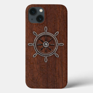 Wet Nautical Mahogany Anchor Steel iPhone 13 Case