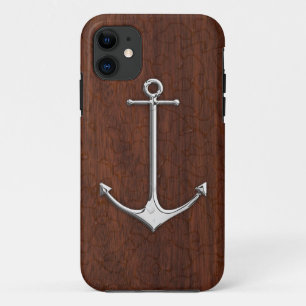 Wet Nautical Mahogany Anchor Steel iPhone 11 Case