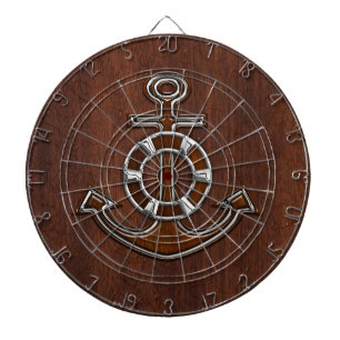 Wet Nautical Mahogany Anchor Steel Decor Dartboard