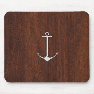 Wet Nautical Mahogany Anchor Steel Mouse Mat