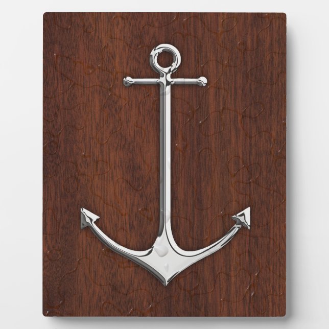 Wet Nautical Mahogany Anchor Steel Plaque (Front)