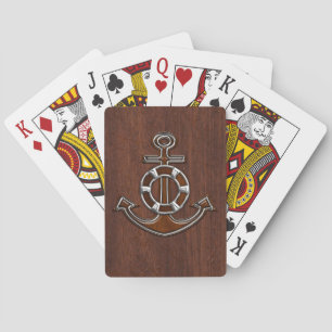 Wet Nautical Mahogany Anchor Steel Playing Cards