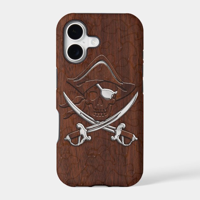 Wet Nautical Mahogany Pirate Skull Steel (Back)