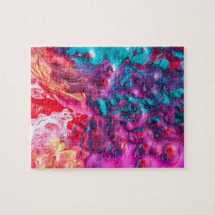 Wet paint colorful abstract art palette modern jigsaw puzzle
