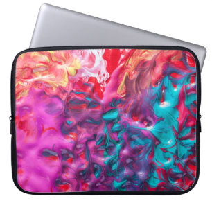 Wet paint colorful abstract art palette modern laptop sleeve