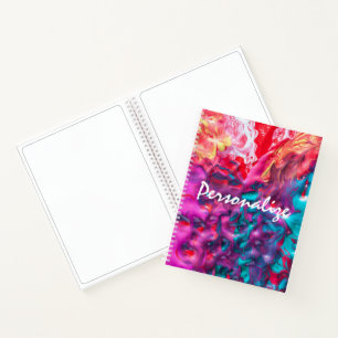 Wet paint colourful abstract art palette swirl notebook