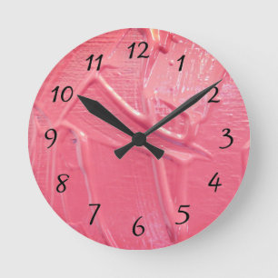 Wet paint coral pink round clock