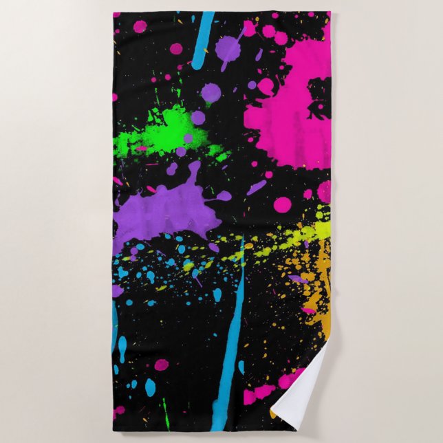 Wet Paint Retro Colour Splash Beach Towel (Front)