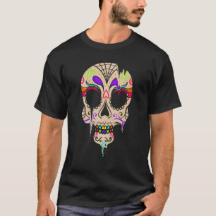 Wet Painting Drips From Sugar Skull Day Of The Dea T-Shirt