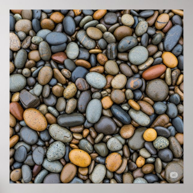Wet River Pebbles Poster (Front)