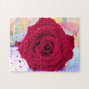 WET ROSE 11x14 INCH Jigsaw Puzzle
