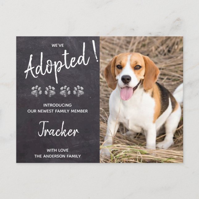 We've Adopted Dog Rescue New Pet Announcement Postcard (Front)