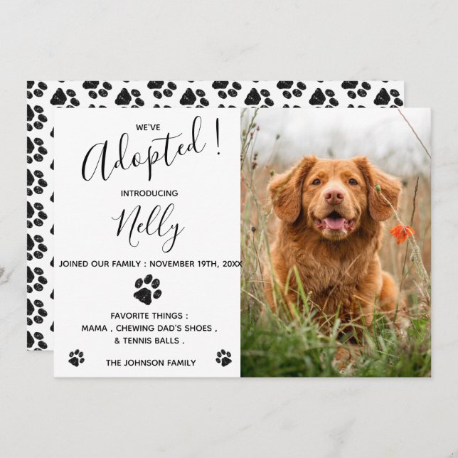 We've Adopted New Pet Announcement (Front/Back)