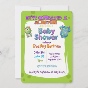 We've Created a Monster Green Baby Shower Invitation