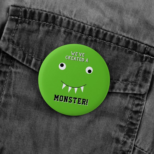 "We've Created A Monster" Halloween Baby Shower 6 Cm Round Badge (Creator Uploaded)