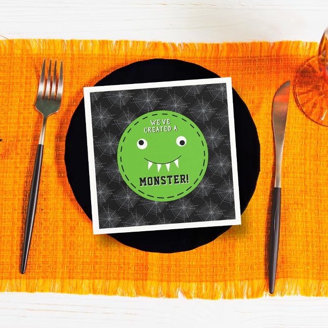 "We've Created A Monster" Halloween Baby Shower Napkin (Creator Uploaded)