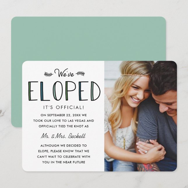 We've Eloped | Elopement Marriage Announcement (Front/Back)