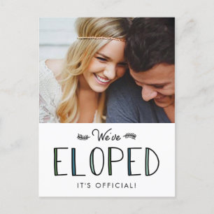 We've Eloped   Elopement Marriage Announcement Postcard
