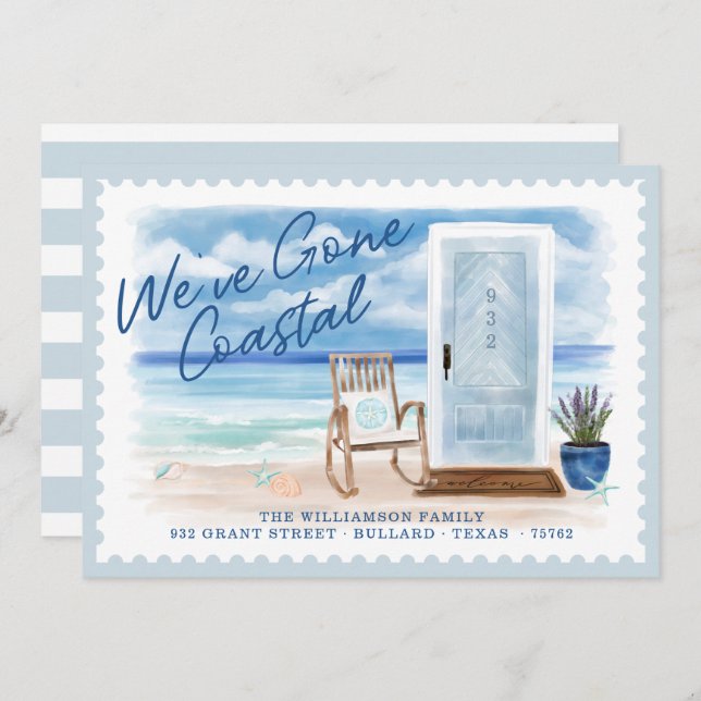 We've Gone Coastal Beach Watercolour Door Moving Announcement (Front/Back)