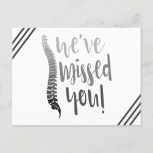 We've missed you   chiropractic postcard