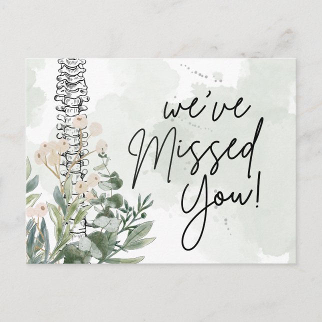 We've Missed You, Chiropractic Recall Postcard (Front)
