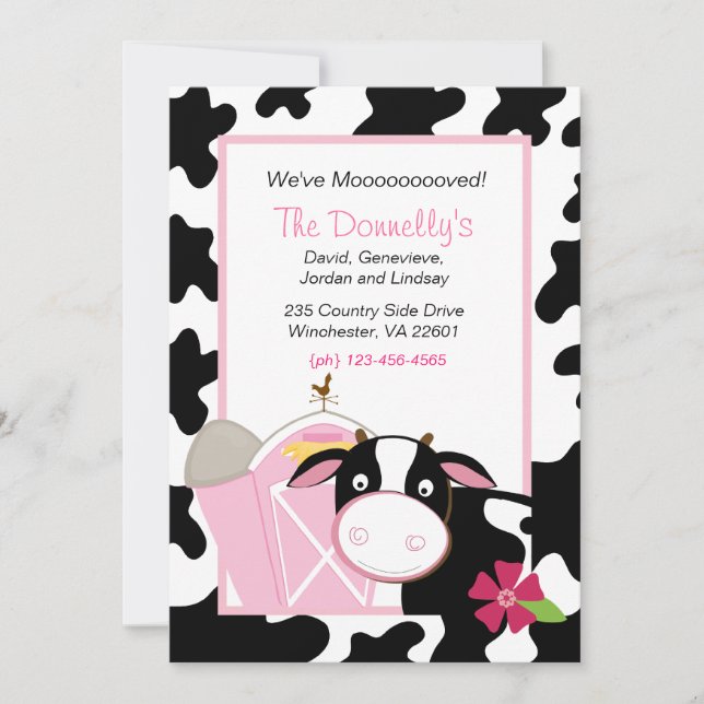 We've Moooooved Cow Moving Invitation (Front)