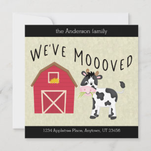 We've Moooved Cute Barnyard Cow New Address Notice