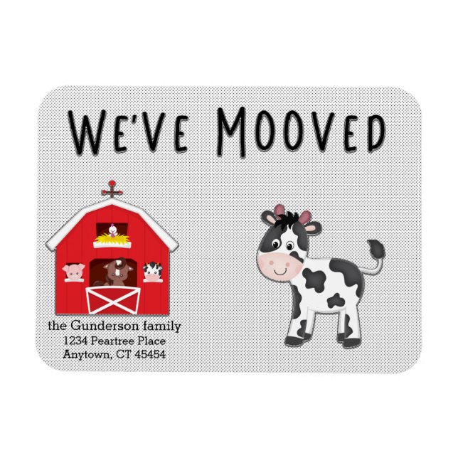 We've Mooved Cow Barn Farm New Home Announcement Magnet (Horizontal)