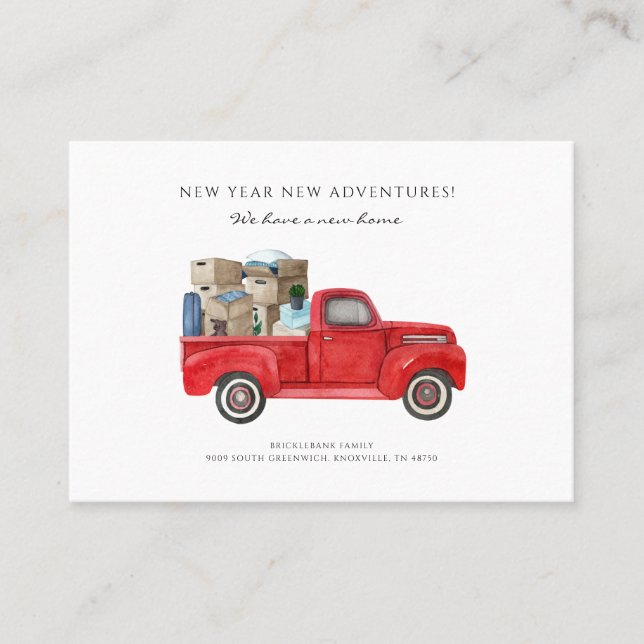 We've Moved Address Change Red Truck Moving Card (Front)