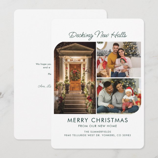 We've Moved Address Photo Collage Christmas Moving Holiday Card (Front/Back)