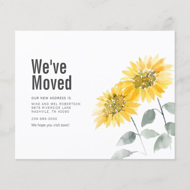We've Moved Address Sunflower Moving Announcement Flyer (Front)