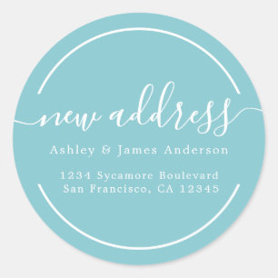 We've Moved Angel Blue New Address Classic Round Sticker