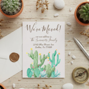 We've Moved  Announcement Cactus Desert Cacti Postcard
