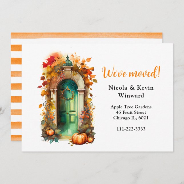 We've Moved Autumn Fall Wreath Door Announcement (Front/Back)