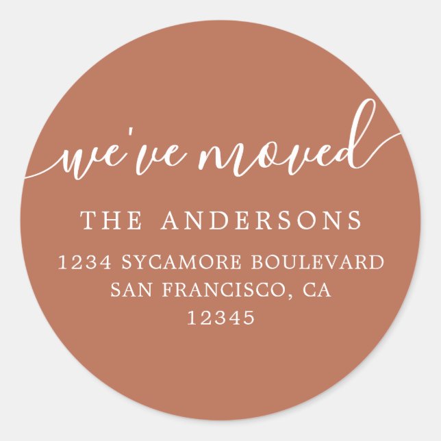 We've Moved Autumn Leaf New Address label (Front)