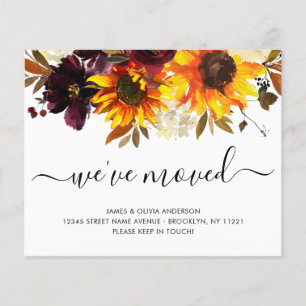 We've Moved Autumn Sunflower Moving Announcement