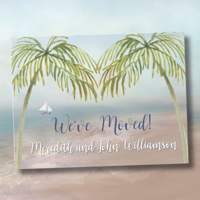 We've Moved Beach Palm Trees Budget Move  Announcement Postcard (Creator Uploaded)