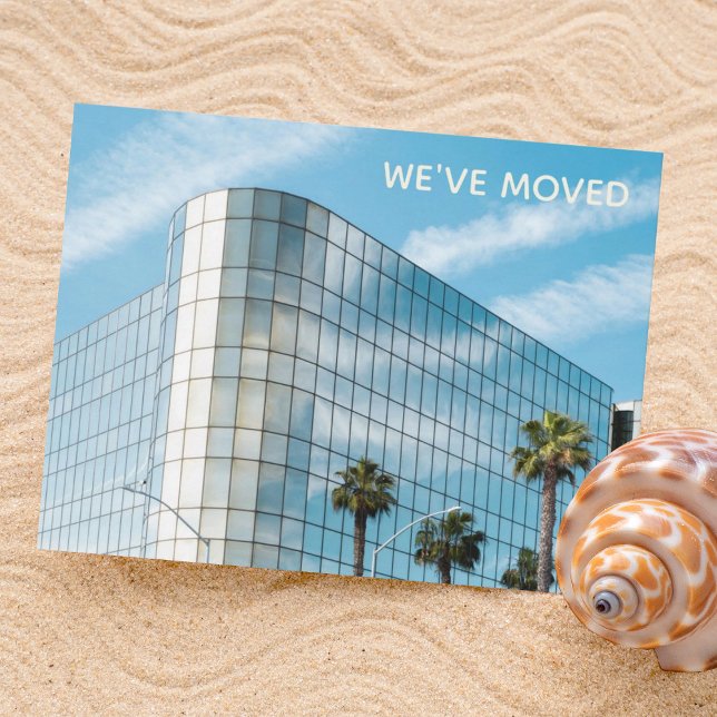 We've Moved Beach Town Office Palm Tree Announcement Postcard (Creator Uploaded)