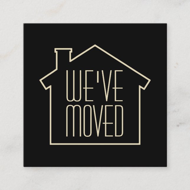 We've Moved Black and Gold Modern Enclosure Card (Front)