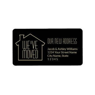 We've Moved Black and Gold Modern Return Address Label