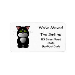 We've Moved, Black and White Cat Label