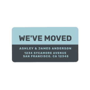 We've Moved Black Blue Glow New Address Label
