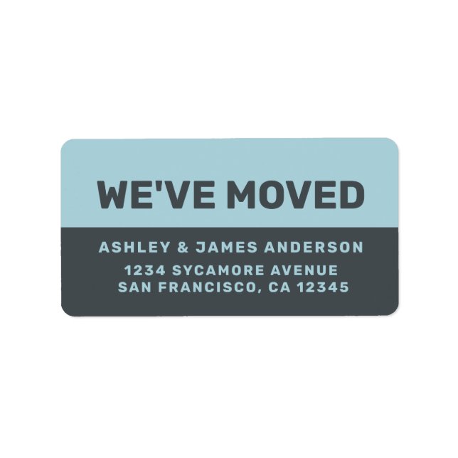 We've Moved Black Blue Glow New Address Label (Front)
