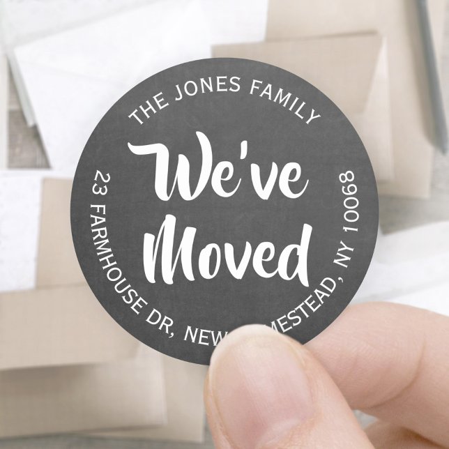 We've Moved Black Chalkboard Return Address Label (Creator Uploaded)