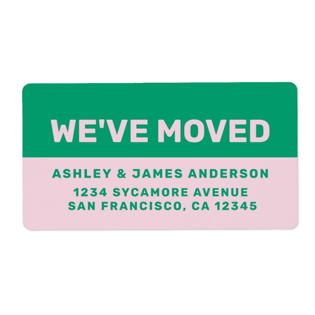 We've Moved Black Green Pink New Address (Front)