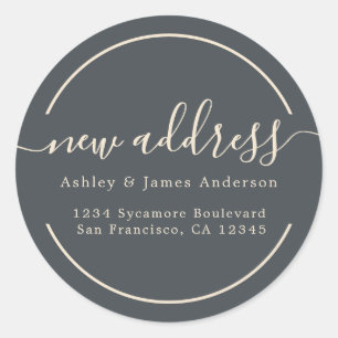 We've Moved Black Ivory New Address Classic Round Sticker