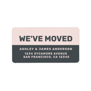 We've Moved Black Pastel Pink New Address Label