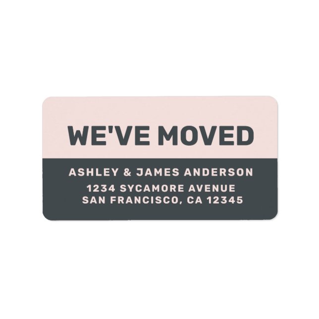 We've Moved Black Pastel Pink New Address Label (Front)